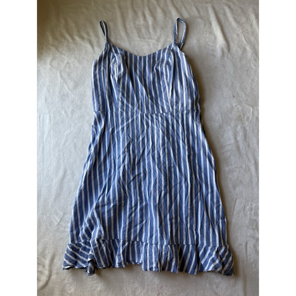 Old Navy Stripe Dress Womens L Cami Ruffle Coastal Cowgirl Summer Resortcore